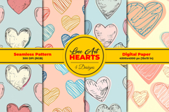 Line Art Hearts Seamless Pattern and Digital Paper Design Product Image 1