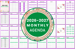 2026-2027 Monthly Agenda Canva templates Product Image 1