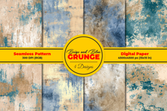 Beige and Blue Grunge Seamless Pattern and Digital paper Product Image 1