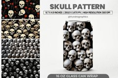 Skull Pattern Glass Can Wrap,16 Oz Tumbler Sublimation Product Image 1