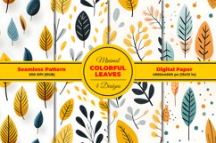Minimal Colorful Leaves Seamless Pattern and Digital Paper Product Image 1