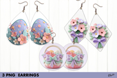 Easter Earrings Sublimation, Spring Earrings PNG Product Image 1
