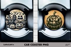 Monster Pumpkin Car Coaster PNG. Halloween Car Coaster Product Image 1