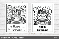 Birthday Cake Coloring Card PNG Product Image 1