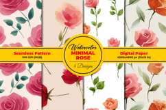 Watercolor Minimal Rose Seamless Pattern and Digital paper Product Image 1