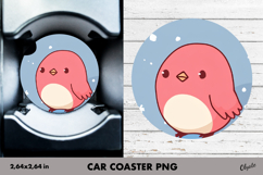 Christmas Cute Bird, Winter Car Coaster PNG Product Image 1