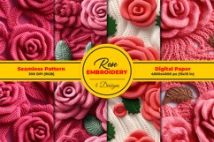 Roses Embroidery Seamless Pattern and Digital Paper Product Image 1