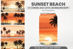 Sunset Beach Glass Can Wrap,16 Oz Tumbler Sublimation Product Image 1