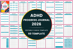 2026 ADHD Progress Journal Canva templates Product Image 1