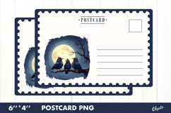 Halloween Card PNG. Crow Postcard PNG Product Image 1