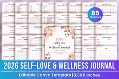 2026 Self-Love &amp; Wellness Journal Bundle Canva Templates Product Image 1