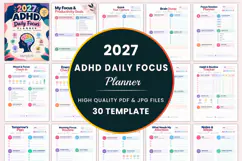 2027 ADHD Daily Focus Planner Kdp interiors Product Image 1