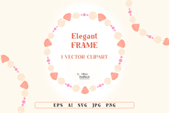 Summer Beaded Jewelry Vector Round Frame with Pearls, Shells Product Image 1