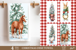 Christmas Animal Dish Towel Sublimation PNG Product Image 1