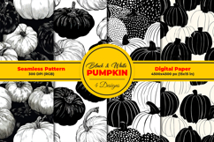 Black and White Pumpkin Seamless Pattern and Digital paper Product Image 1