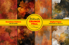 Grunge Fall Watercolor Seamless Pattern and Digital Paper Product Image 1