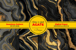 Black and Gold Agate Seamless Pattern and Digital paper Product Image 1