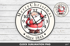 Christmas Clock Sublimation PNG. Santa Design PNG Product Image 1