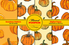 Minimal Pumpkins Seamless Pattern Design and Digital Paper Product Image 1