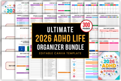 Ultimate 2026 ADHD Life Organizer Bundle Canva Interiors Product Image 1