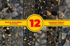 Rock and Gold Glitter Seamless Pattern and Digital Paper Product Image 1
