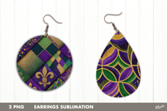 Earring Teardrop Mardi Gras, Earring Round Mardi Gras PNG Product Image 1