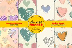 Line Art Hearts Seamless Pattern and Digital Paper Design Product Image 1