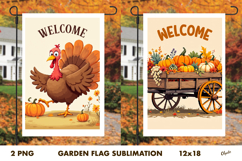 Thanksgiving Day Garden Flag PNG. Farmhouse Garden Flag Product Image 1