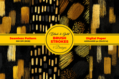 Black and Gold Brush Strokes Seamless Pattern Product Image 1