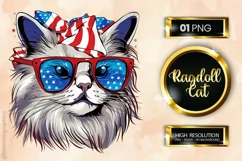 Ragdoll Cat | Patriotic Clipart | 4th of July Product Image 1
