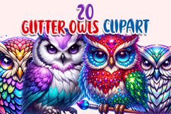 Glitter Owls PNG Clipart Bundle Product Image 1