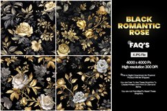 Black Romantic Rose Square Coaster - 04 Variations Product Image 1