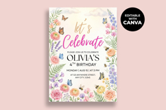 Wildflower Birthday Invitation Template, Editable Canva Temp Product Image 1