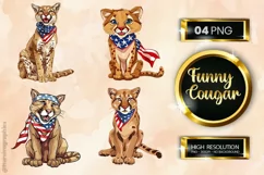 Funny Cougar | Patriotic Clipart | 4th of July Product Image 1