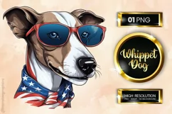 Whippet Dog | Patriotic Clipart | 4th of July Product Image 1