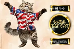 Scottish Fold Cat | Patriotic Clipart | 4th of July Product Image 1