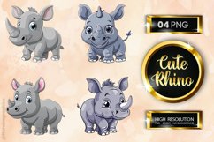 Cute Rhino Clipart 04 variations Product Image 1