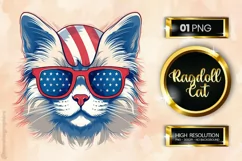 Ragdoll Cat | Patriotic Clipart | 4th of July Product Image 1