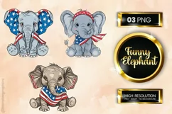 Funny Elephant| Patriotic Clipart | 4th of July Product Image 1