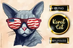 Korat Cat | Patriotic Clipart | 4th of July Product Image 1
