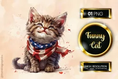 Funny Cat | Patriotic Clipart | 4th of July Product Image 1