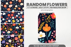Random Flowers Glass Can Wrap,16 Oz Tumbler Sublimation Product Image 1
