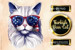 Turkish Van Cat| Patriotic Clipart | 4th of July Product Image 1