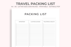 Travel Packing List Product Image 1