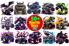 50 Monster Truck Clipart PNG Bundle Product Image 1