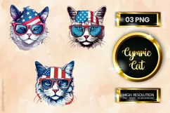 Cymric Cat 03 Variations| Patriotic Clipart | 4th of July Product Image 1
