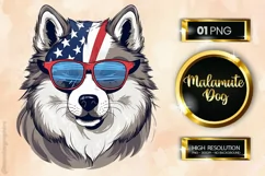 Malamute Dog| Patriotic Clipart | 4th of July Product Image 1