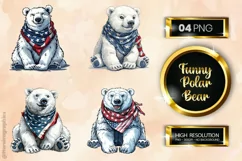 Funny Polar Bear | Patriotic Clipart | 4th of July Product Image 1