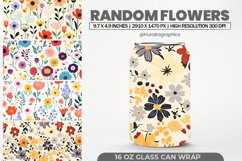Random Flowers Glass Can Wrap,16 Oz Tumbler Sublimation Product Image 1