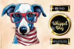 Whippet Dog | Patriotic Clipart | 4th of July Product Image 2
